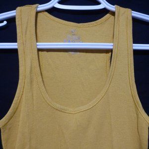 G:21, size small, long mustard yellow ribbed tank top, 100% cotton, GUC